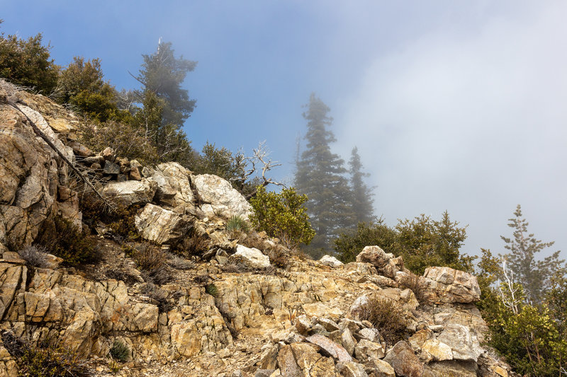 Cloudy ascent to Cone Peak