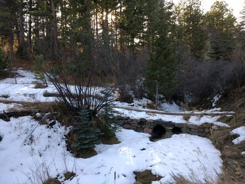 A Culvert for the creek.  It was heavily shaded so there was quite a bit of snow when most of the trail was dry.