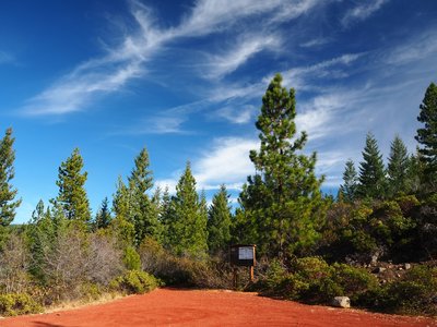 Red lava cinders at the trailhead