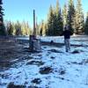 New marker to note sharp turn in trail into the forest when coming from the Horseshoe Prairie Trailhead.