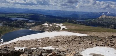 July 2019 - Looking back at Heart Lake and Island Lake