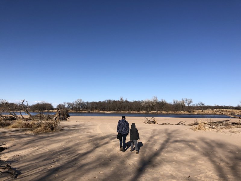 A sandbar along the Arkansas River