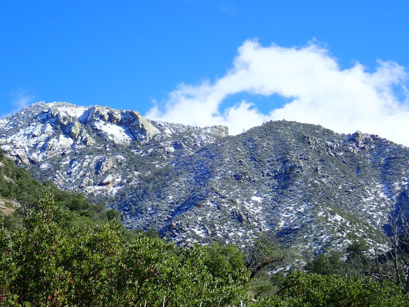 Approaching the snow line on the Romero Canyon #8 trail