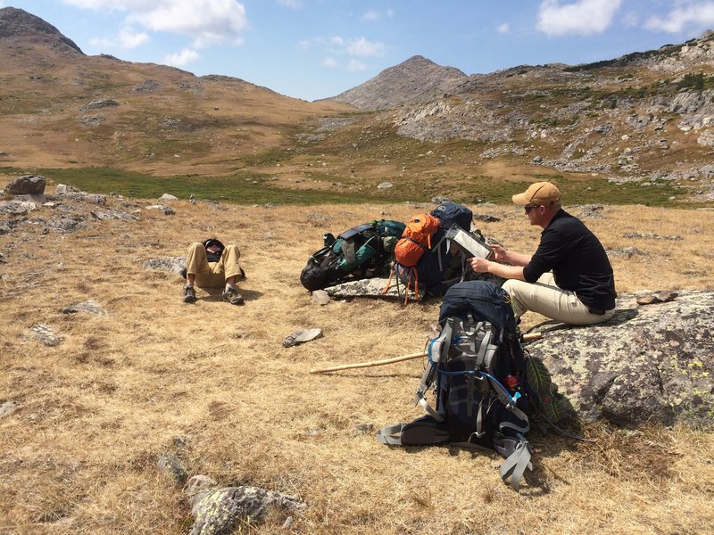 August 2016 - Lunch break above Misty Moon Lake. Looking to the West