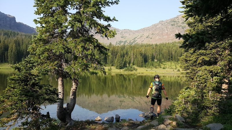 Looking for fish in Emerald Lake