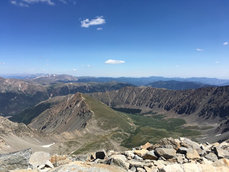 Looking back down to Kelso Mountain, a fun 13er to warm up on!