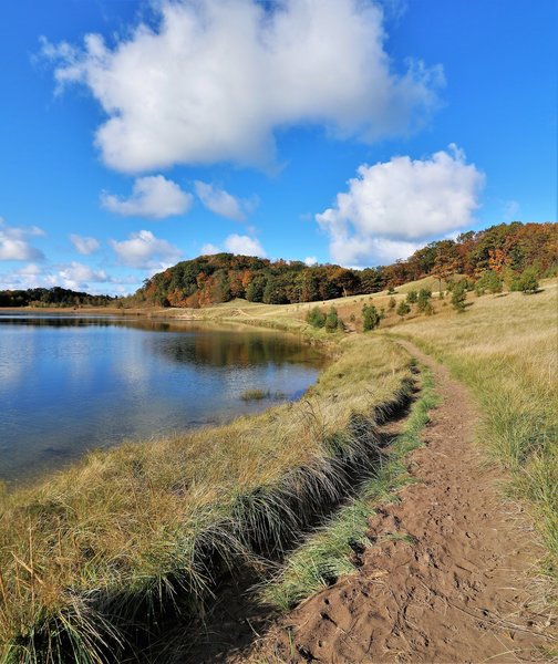 The northwest shoreline of the lake" by Mike Lozon. Photo courtesy of Ottawa County Parks & Recreation.