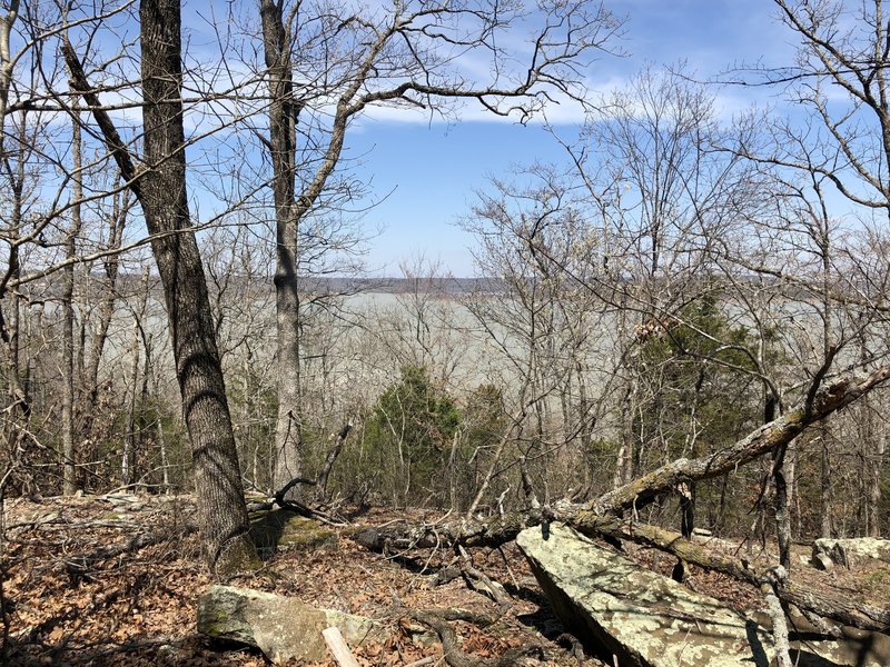 With the leaves off, you can see the lake from most of the trail