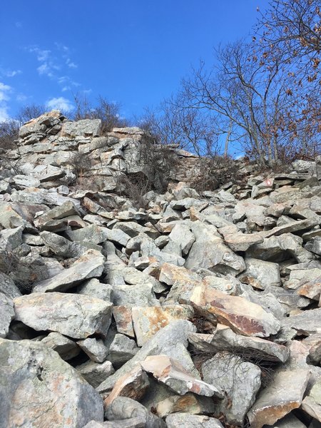 If you don't have trail runners or boots, I don't recommend descending this way. It's an easy ascent, but slippery with tennis shoes. I saw someone hurt themselves today coming down this section in tennis shoes.