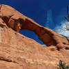 Skyline Arch from the bottom of the rock wall.