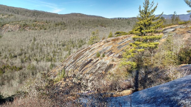 Slickrock/bald rock face seen from Little Green Mountain Trail.