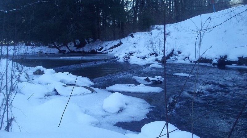 This is where the swinging bridge use to be. Now there is a slight detour.