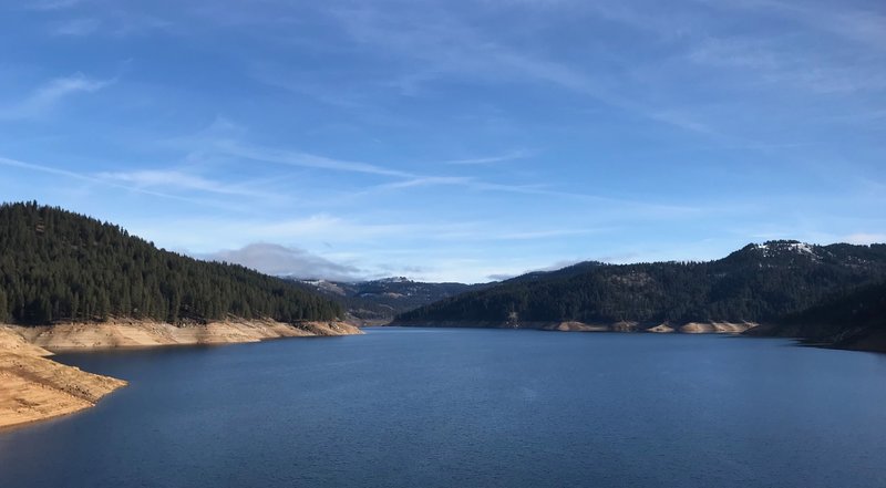 A view of the Dworshak Reservoir from one of the campsites along the Big Eddy Trail.