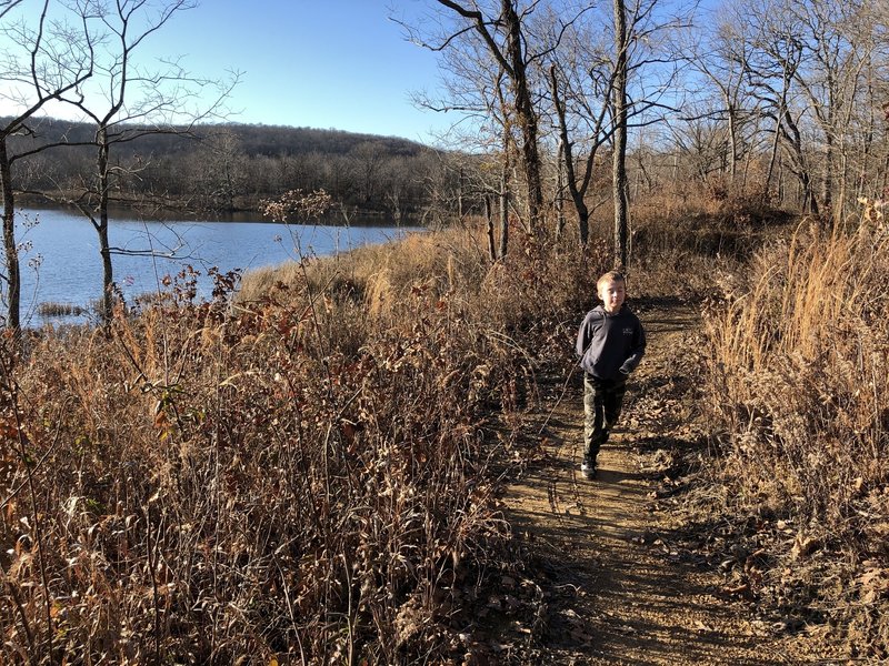 HIs bike was at home, so we did the trail on foot.