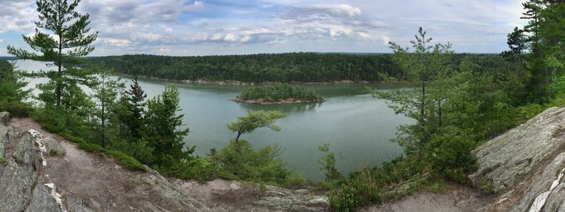 Panorama of trail view of Long Reach from cliffs.