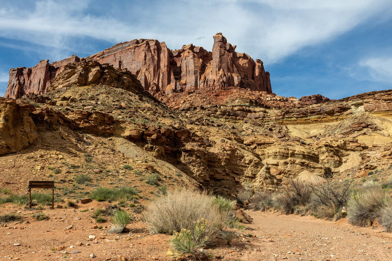 Syncline Valley on the right meets Upheaval Canyon on the left