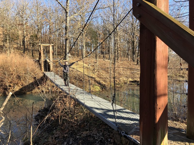 swinging bridge over the lake