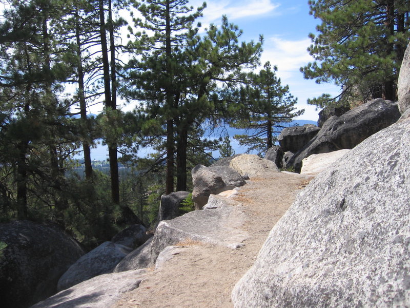 High end rock work with a forest view to Lake Tahoe