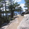 High end rock work with a forest view to Lake Tahoe