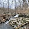 Stone dam and waterfall on Old Mill Trail