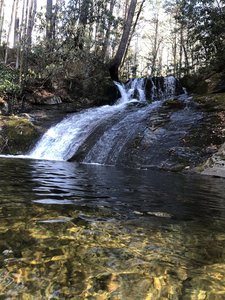 Small waterfall on Thorpes Creek Trail