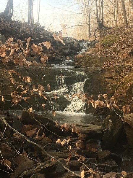 Small waterfall below the spillway