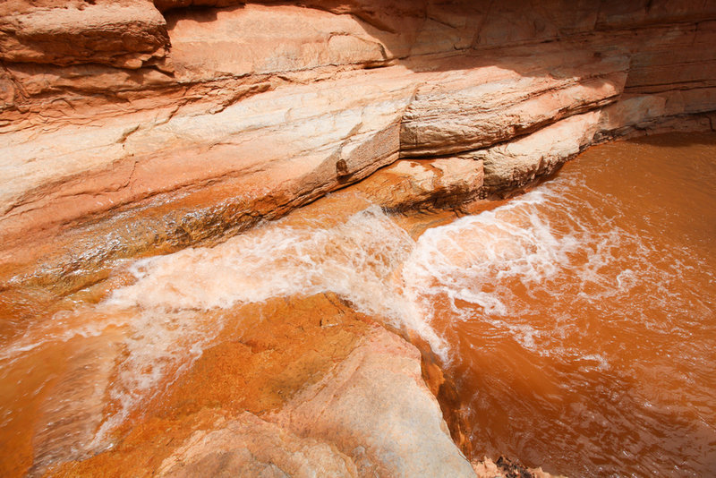 When I got to the third waterfall I studied it carefully and decided to take the bypass.  I could not determine how deep the pool was and the rushing water could have swept me in.  Rocks could be lurking beneath the surface.