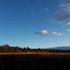 Walking into the field in late autumn with a waxing half-moon.