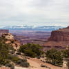 Snow covered La Sal Mountains from the Neck Spring Trailhead