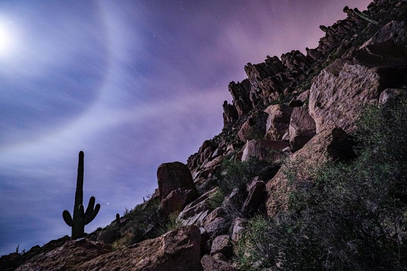 Moonbow on way up Carney slope.