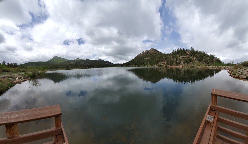 Facing the lake from the docks