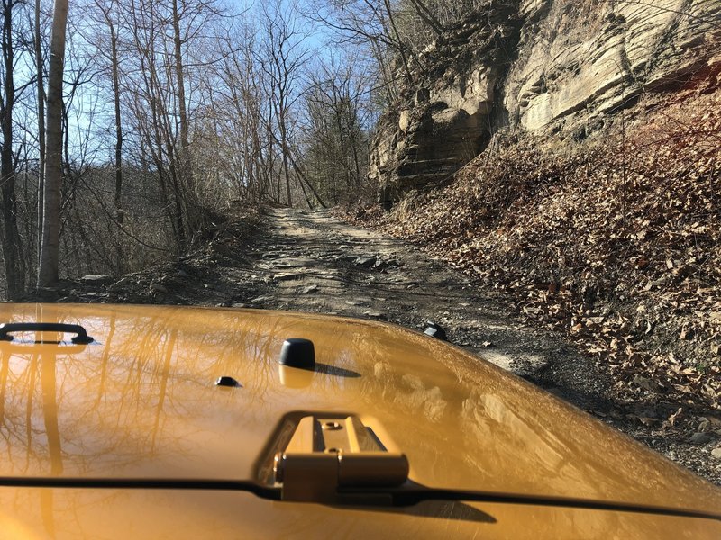 Traveling out on the access road.