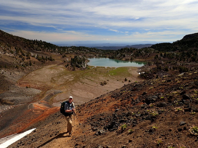 Looking east over Camp Lake from the red cinder slope.