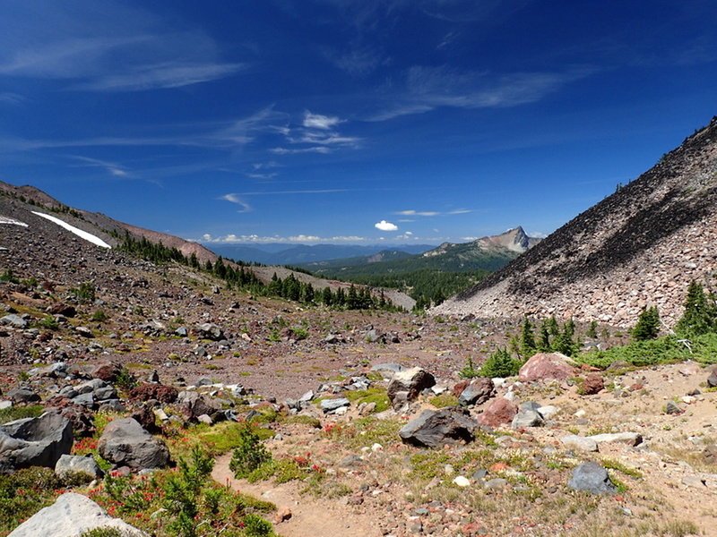 Looking west down Separation Creek with The Huband (peak) in the distance.