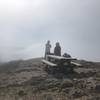 Picnic table waiting for you at the top. The top can be fogged in and windy. Bring layers.