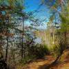 The trail sometimes is a few feet from the lakeshore and other times you climb a high bluff above the lake.