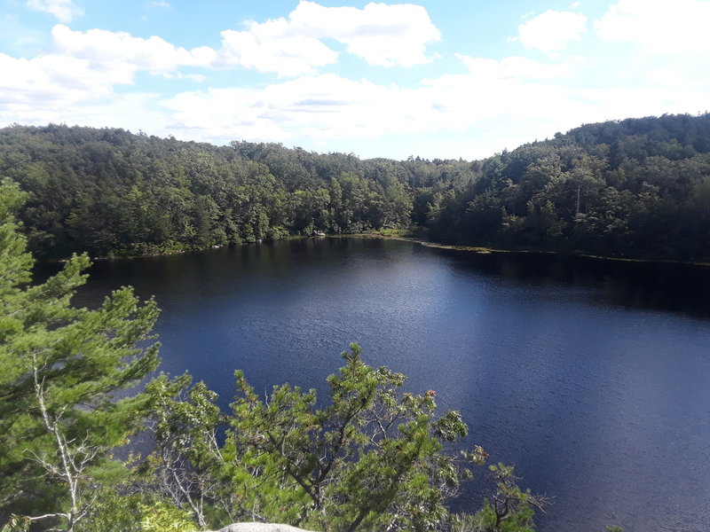 On top of the rock overlooking long pond.