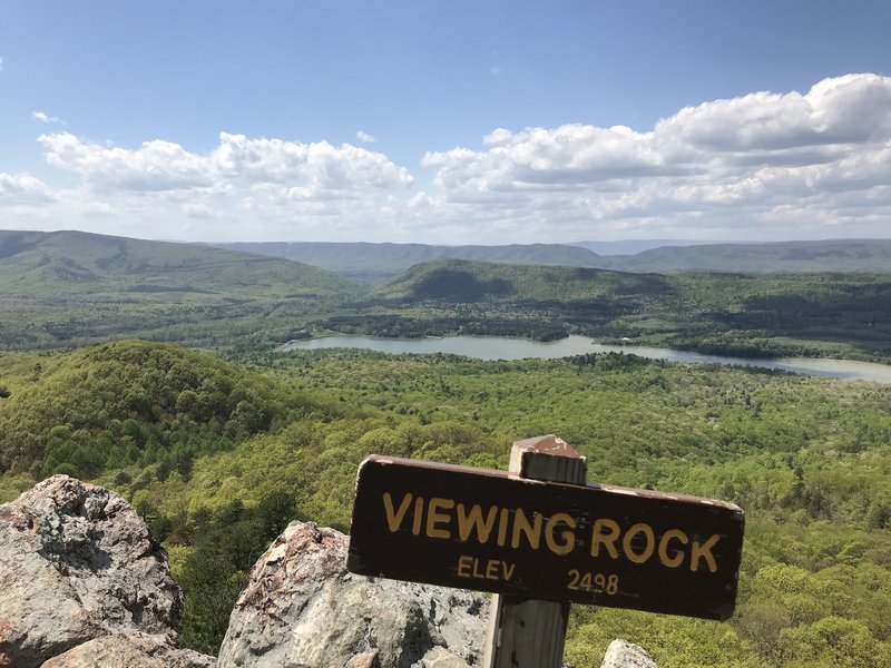 Viewing Rock has views left towards West Virginia, including Lake Merriweather and the nearby Goshen Scout Reservation.