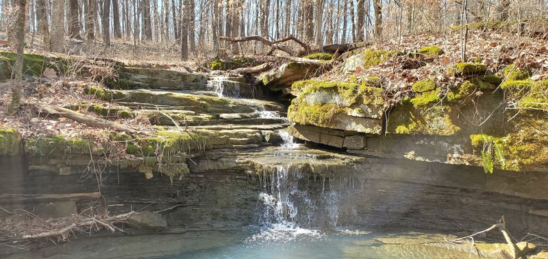 Water cascading down sandstone rocks