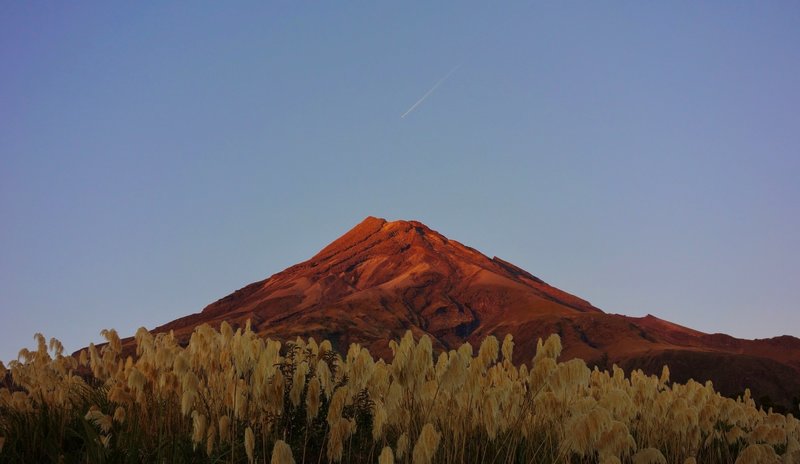 Dawn light on Mount Taranaki.