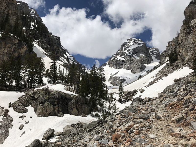 View of the mountain top nearing the end of the trail.