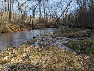 Small creek grossing connecting Cedar and Acorn Trails