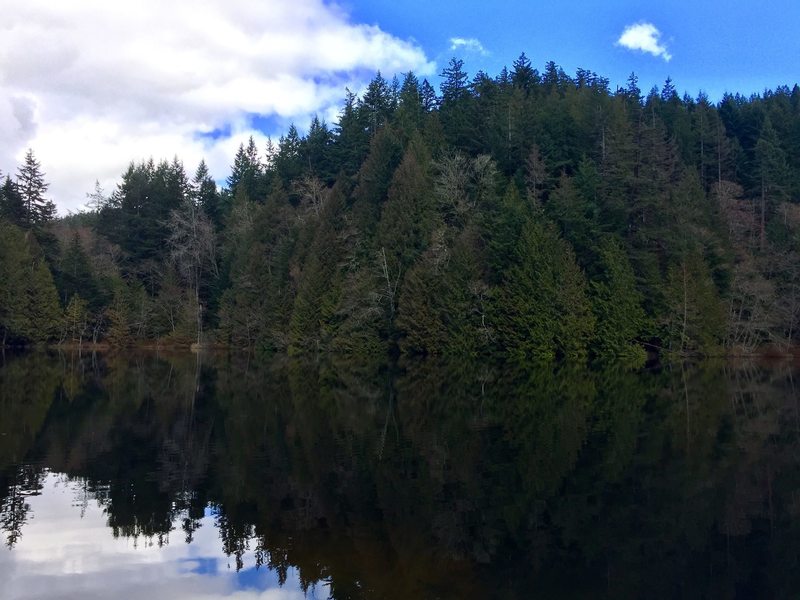 Smooth waters at Fragrance Lake.