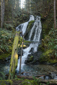 Horseshoe Creek Falls as seen from the short campsite spur further below the bridge.