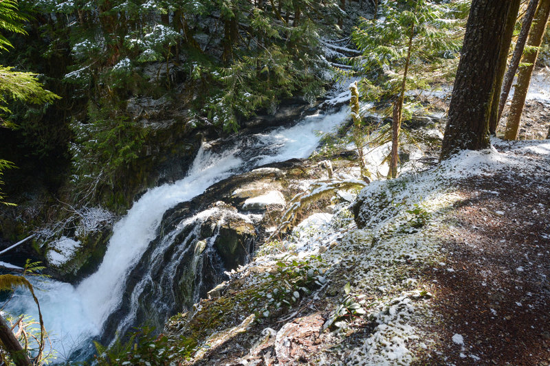 The Middle Siouxon Falls from above via a clear spot along the trail