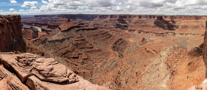 Panorama from Shafer Canyon Overlook with the Colorado River on the left