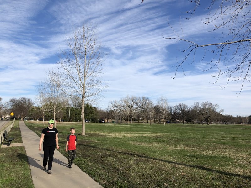 This is the paved path where cross country runners train beside the path.