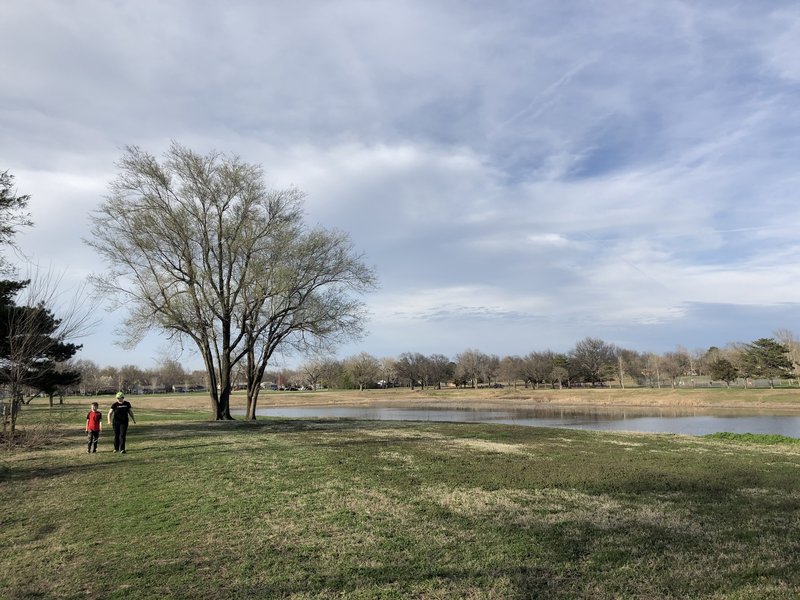 walking around the "lake"...which is overflow that holds water when the Cowskin Creek floods.