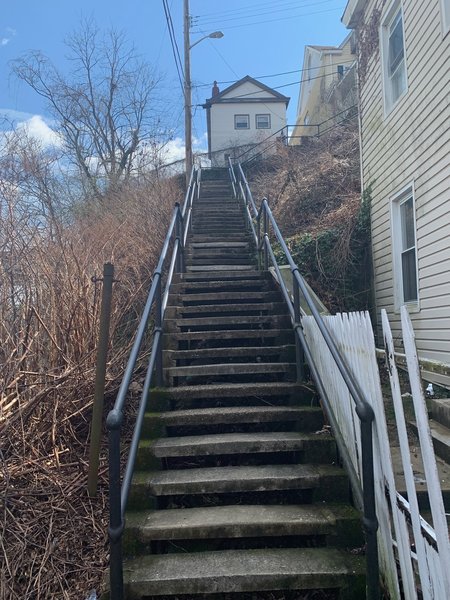 The start of the stairs on Greenley St.