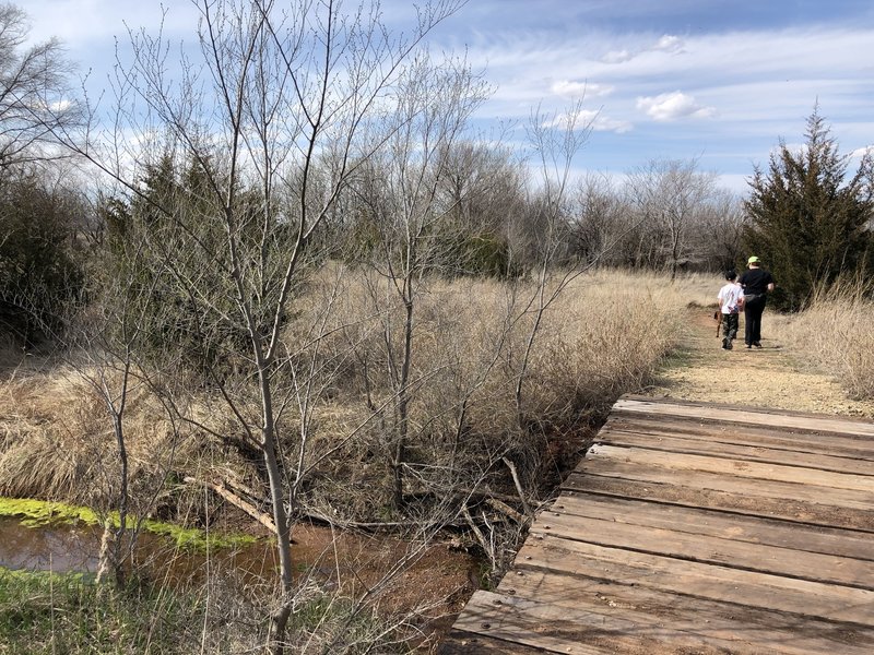 This bridge goes off to an area of the trail that holds water pretty bad. We have waterproof boots on and decided to turn around.